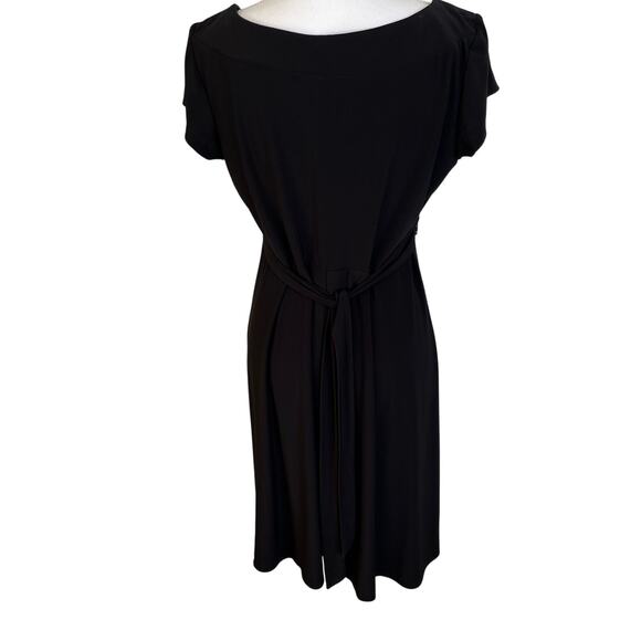 Bisou Bisou Dress Women Size 14 Black Y2K 90s Stretch Empire Waist Back Tie Gems - Picture 3 of 7